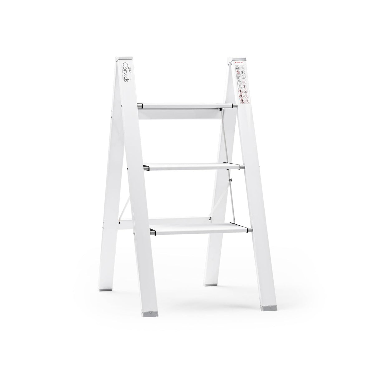 Corvids 2-Steps Premium Folding Step Stool | 2-Year Warranty | Wide Anti-Slip Pedal, Portable Lightweight Aluminum Step Ladder for Home and Office Use (Teak)