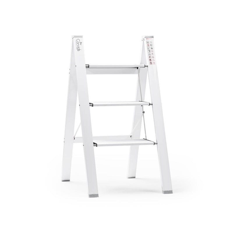 Corvids 2-Steps Premium Folding Step Stool | 2-Year Warranty | Wide Anti-Slip Pedal, Portable Lightweight Aluminum Step Ladder for Home and Office Use (Teak)