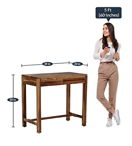 Wooden Study Table in Provincial Teak Finish | Computer Desk | Writing Study Table with 2 Side Drawers Classic 