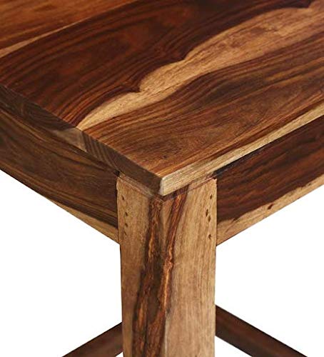 Wood Bar Stool in Rustic Teak Finish | Chair Chairs Dining Wooden Outdoor Table Study for Living Room Stool Set