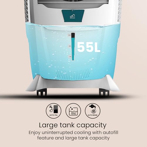 Crompton Ozone 55 Litres Desert Air Cooler for home | Large & Easy Clean Ice Chamber | 4-Way Air Deflection | High Density Honeycomb Pads | Everlast Pump | Auto Fill
