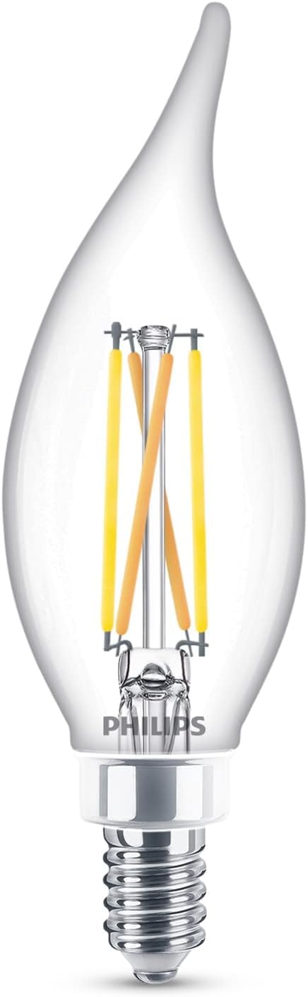 Philips Pack of 3 LED Chandelier Bulbs 60W BA11 E12 Ultra Definition Soft White (2700K) 500 Lumens (5W=60W)