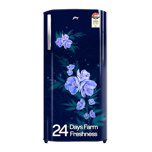 Godrej 180 L 4 Star | Turbo Cooling Technology | 24 Days Farm Freshness | Toughened Glass Shelves | Large Vegetable Tray | Direct Cool Single Door Refrigerator (RD EDGENEO 207D THF MP BL, Maple Blue)