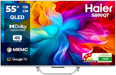 Haier 139 cm (55) S800 Series 4K Ultra HD Smart QLED Google TV 55S800QT-P (Grey)