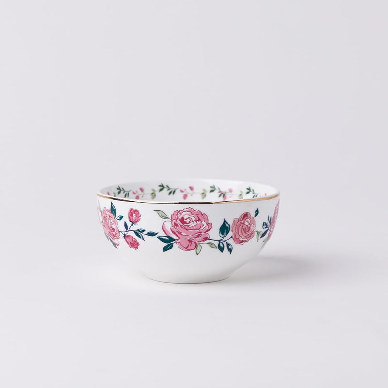 Magique by The Wishing Chair x ClayCraft : Portrait of a Rose 20-Piece Ceramic Dinner Set with Gold | Elegant Floral Plates & Bowls | Glossy Finish | Ideal for Parties & Festive Dining