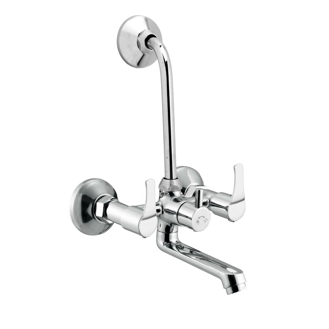 HOUZA Brass Wall Mixer for Bathroom 2 in 1 with L-Bend Provision for Overhead Shower | Hot & Cold Water Wall Mixer Tap for Bathroom | Chrome Finish