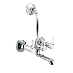 HOUZA Brass Wall Mixer for Bathroom 2 in 1 with L-Bend Provision for Overhead Shower | Hot & Cold Water Wall Mixer Tap for Bathroom | Chrome Finish