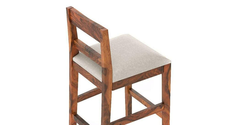 Solid Sheesham Wood Bar Chair for Island Kitchen - Rosewood Natural Brown Finish with Elegant Design, Durable a