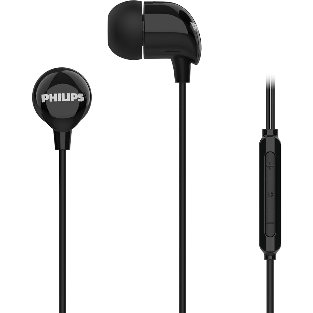 Philips Audio TAE1159BK/00 in-Ear Wired Earphones with C-Type Jack, 10mm Drivers, Inline Mic