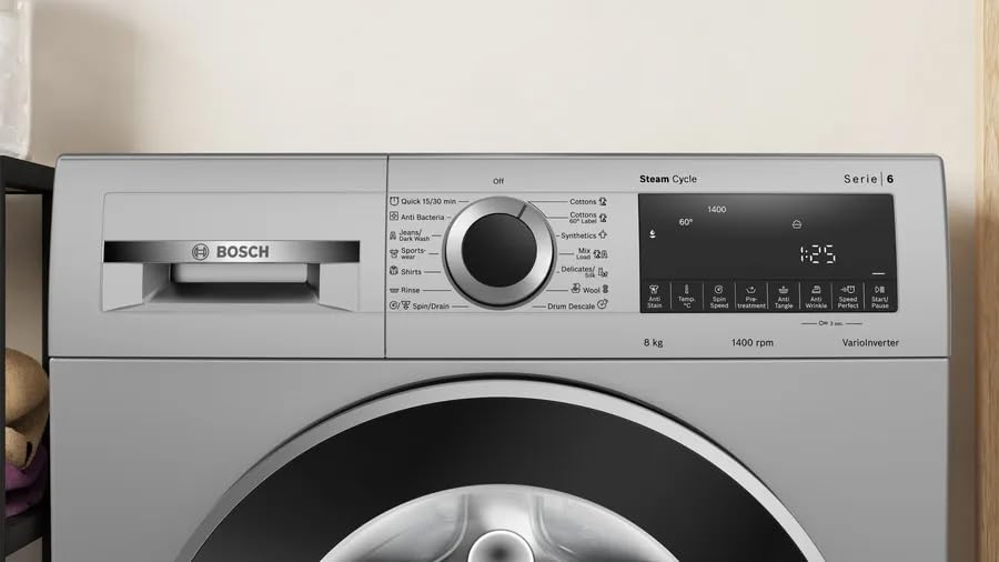 Bosch 8 kg Fully Automatic Front Load Washing Machine with In-built Heater Silver (WGA1340SIN)