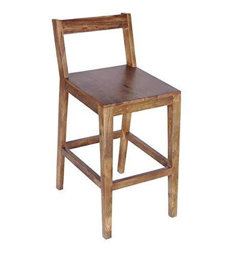 Sheesham Wood Bar Tall Stool Patio Outdoor Garden Chair Seat Home Stool Br own (Wulnut)