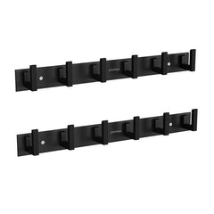 Plantex Aluminum Hook Rail with L-Shape Hooks for Walls of Bathroom/KitchenHook Rail Bar for Clothes/Towel/Keys-Pack of 2 (6 Hooks, Black)-1