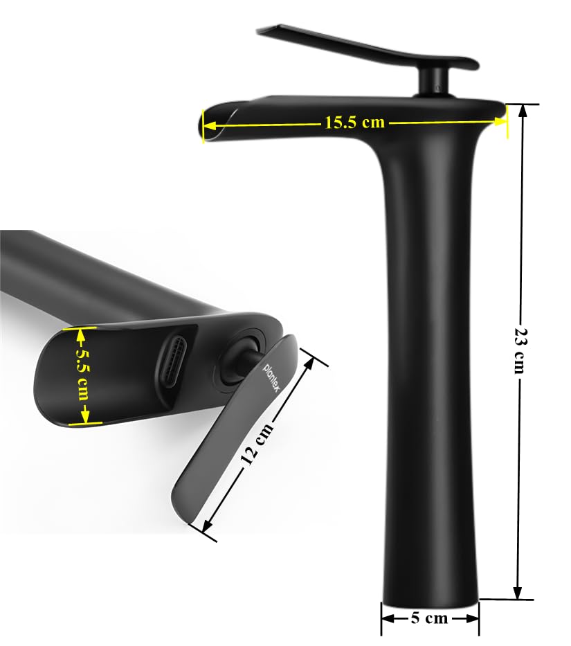 Plantex Designer Pure Brass High Neck Pillar Water Tap for Wash Basin/Single Handle Hot & Cold Basin Mixer (Black)-4