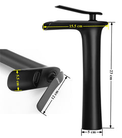 Plantex Designer Pure Brass High Neck Pillar Water Tap for Wash Basin/Single Handle Hot & Cold Basin Mixer (Black)-4