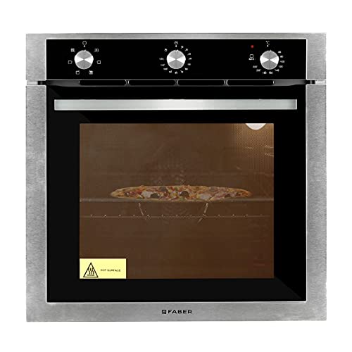 Faber 80L Built-in Oven with Rotisserie|6 Cooking Functions(Light, Grill, Conventional, Convection with Fan),Top Heat, Fan-Assisted Grill |A+ Energy Rating|3-Layer Cool Touch Glass Door | FBIO 80L 6F