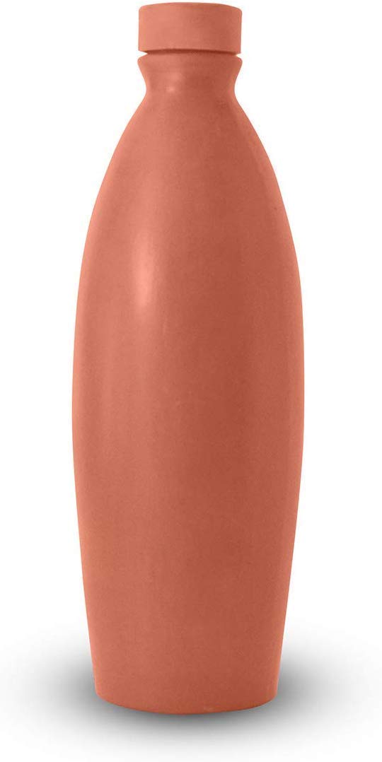 Bindian Handcrafted Terracotta Water Bottle, Natural Clay Mitti Bottle with pH Balancing, Mineral Rich Calcium Magnesium, Plastic-Free Traditional Surahi