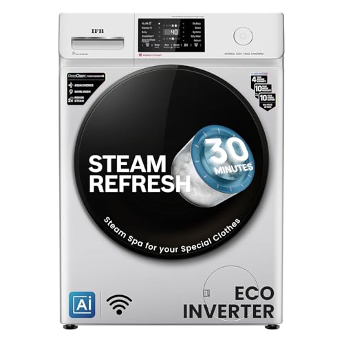 IFB 7 Kg 5 Star, DeepClean® Technology, AI Powered, WiFi, Fully Automatic Front Load Washing Machine (SERENA SXN 7012 CMS, PowerSteam®, 9 Swirl, Steam Refresh, Inbuilt Heater, Eco Inverter,Rich Silver)