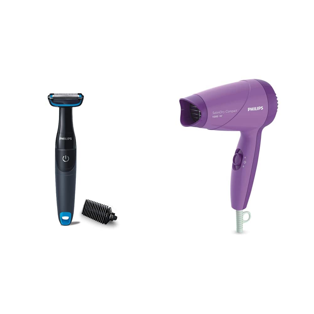 Philips Male Body Groomer Shaver (BG1025/15) & Dryer (HP8100/46) Combo, Black