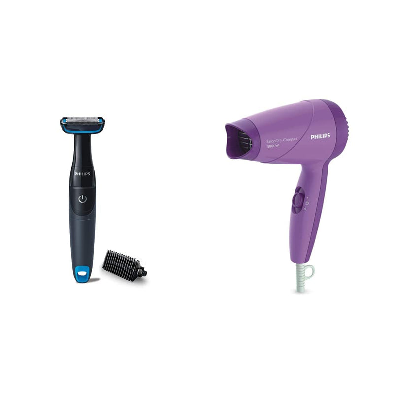 Philips Male Body Groomer Shaver (BG1025/15) & Dryer (HP8100/46) Combo, Black