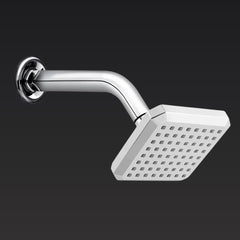 HOUZA Round Shower Head for Bathroom | 4 Inch Single Flow Overhead Shower without Arm | Adjustable Bathroom Shower with Even Water Flow & Rust Resistant | Anti-Clog Silicone Nozzles for Wall Mounting