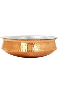 Bonafide Pure Copper Lagan Handi Dish pan with Tin Lining, Cookware and Serveware,5 to 6 litres, Handi Heavy Gauge Diameter 12 inch Dum Biryani Rice and Veg/Nonveg,Copper Pot Weight 2500 gm