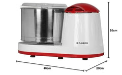 Faber Wet Grinder | SS Drum, High Grade Stone, 2L Capacity, Heavy Duty 150W Motor, Overload Protector, Direct Drive Tran