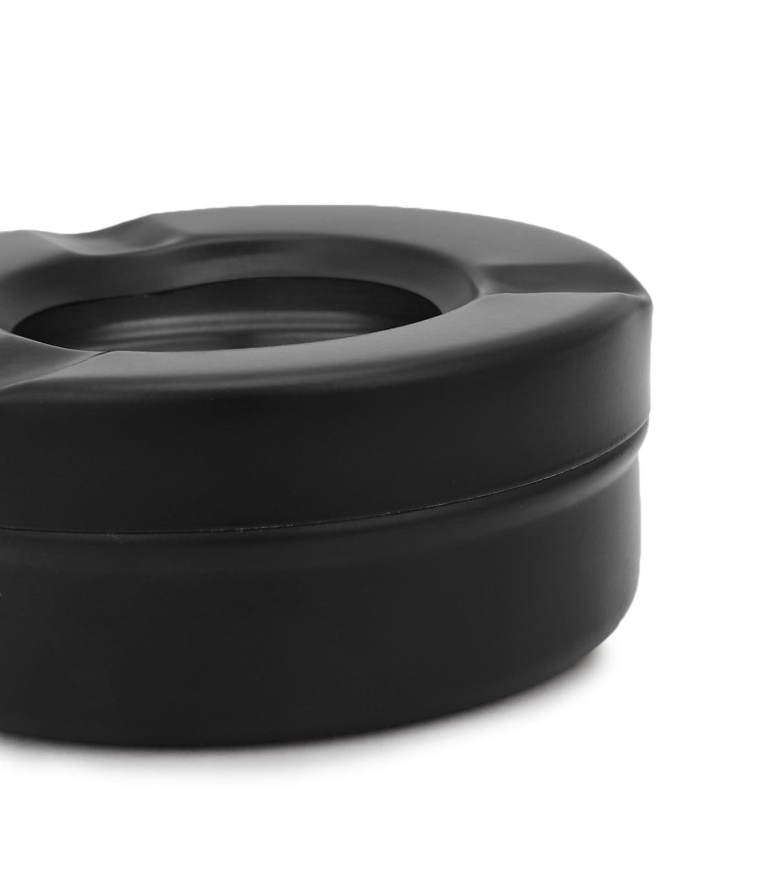 Dynore Stainless Steel Black Lid Cigarette Ash Holder Tray for Home, Office and Bar Set Of -1