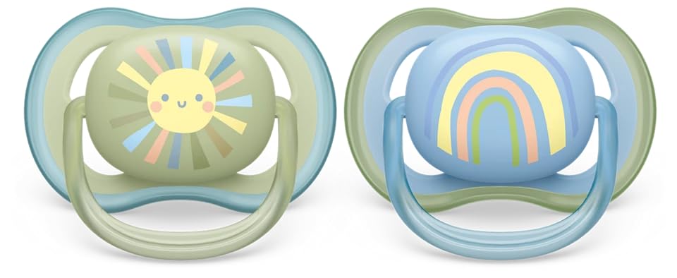 Philips Avent Ultra Air Soother - 2 x Light, Breathable Baby Soothers for Babies Aged 0‑6 Months (SCF085/13)
