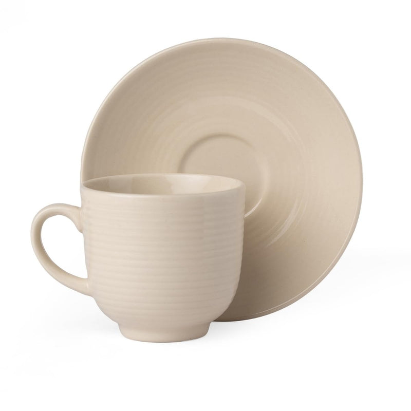 Clay Craft Fine Ceramic Horizon Ivory Cups & Saucer, Set of 12, Cups for Tea & Coffee, Gift Set, Elegant Design for Home and Kitchen and Can Be Gifted to Your Loved Ones On Any Occassions