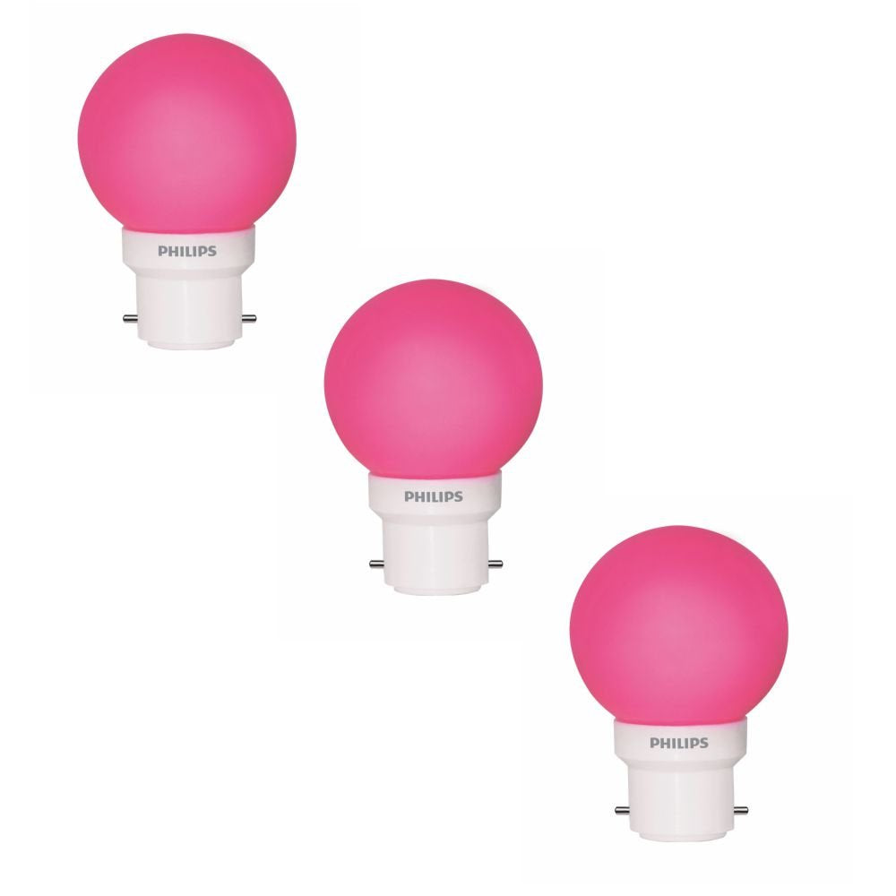 Philips Deco Mini Base B22 0.5-Watt LED Bulb (Pink) - Pack of 3