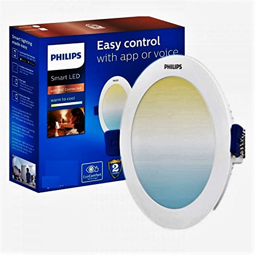 Philips 15-Watt Smart Wi-Fi LED Round Ceiling Lamp Downlighter WiZ Connected (Shades of White + Dimmable +