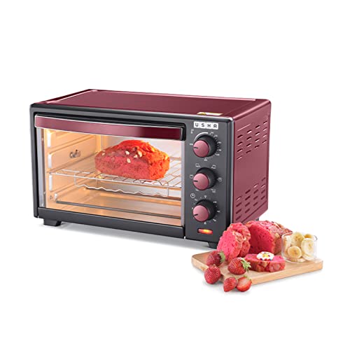 USHA 25 Liters (OTGW 25RC) Oven Toaster Grill (Wine & Matte Black), Medium (OTGW25RC)