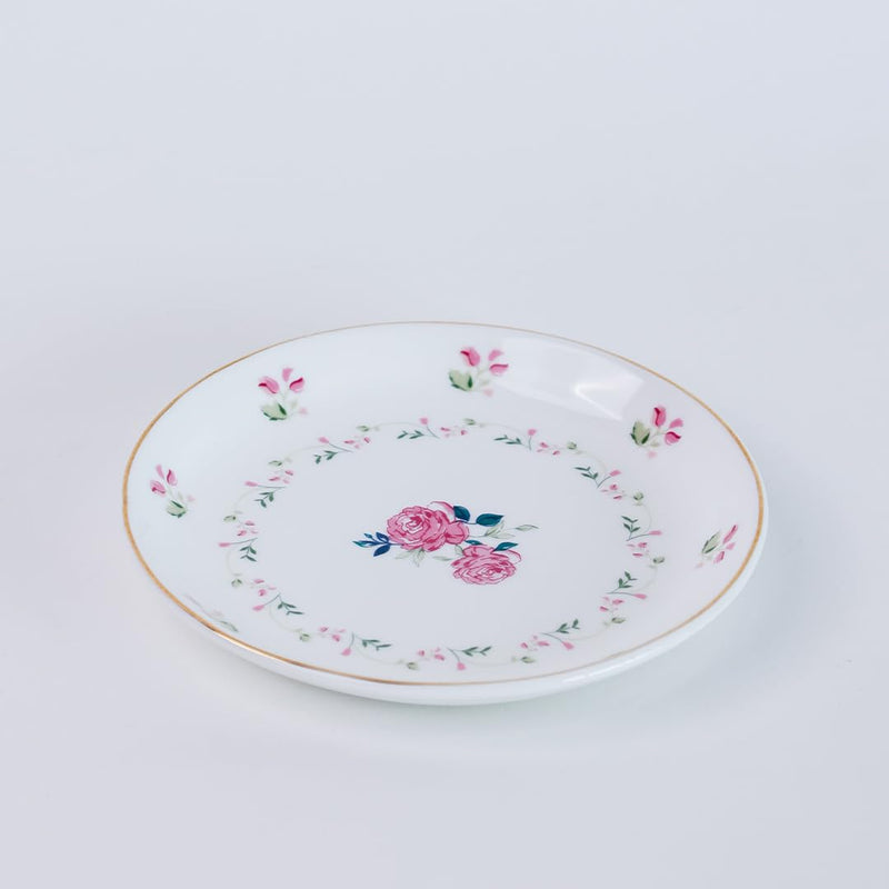 Magique by The Wishing Chair x ClayCraft : Portrait of a Rose Ceramic Plates Set of 4 | 6 Inches | Snack Plates | Elegant Lightweight Small Ceramic Plates for Appetizers & Desserts | Dishwasher Safe
