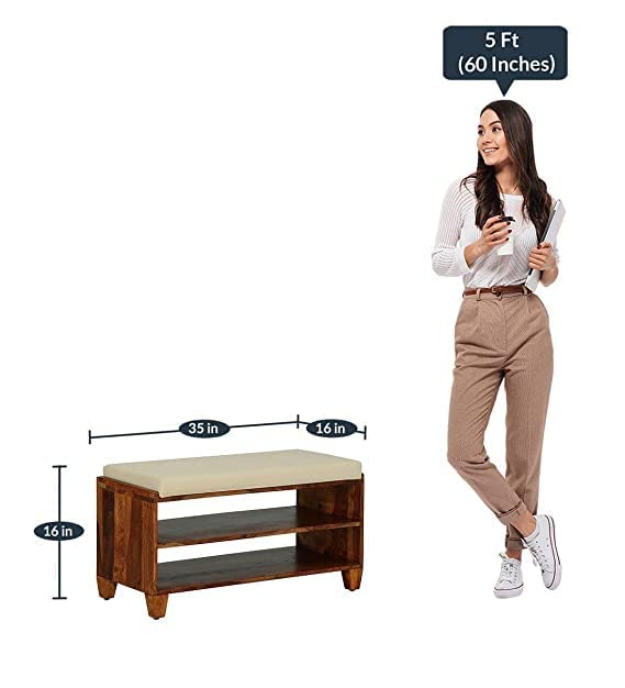 Solid Sheesham Tier Shoe Rack Organizer Wooden | Sheesham Wood Shoe Rack with Seat | Shoe Rack for Home | Hall 