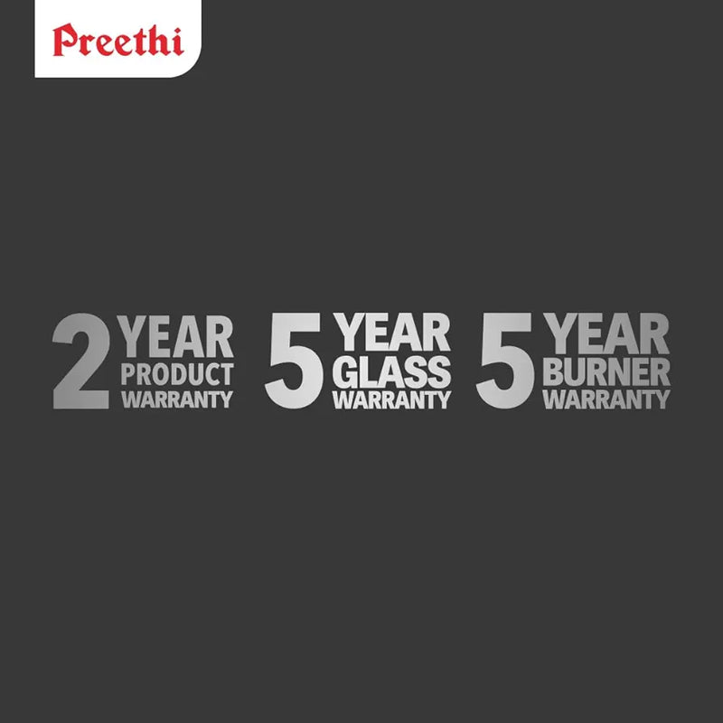 Preethi Alya 3 Burner Glass Top Gas Stove | 5-Year Warranty on Glass & Burners | ISI Certified |