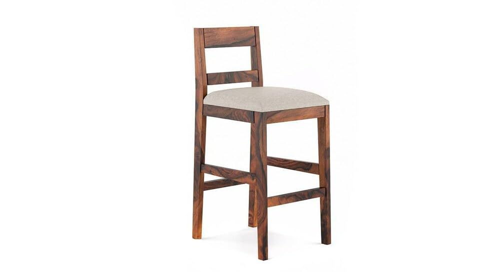 Solid Sheesham Wood Bar Chair for Island Kitchen - Rosewood Natural Brown Finish with Elegant Design, Durable a
