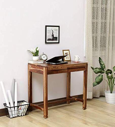 Wooden Study Table in Provincial Teak Finish | Computer Desk | Writing Study Table with 2 Side Drawers Classic 