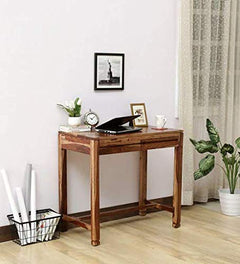 Wooden Study Table in Provincial Teak Finish | Computer Desk | Writing Study Table with 2 Side Drawers Classic 