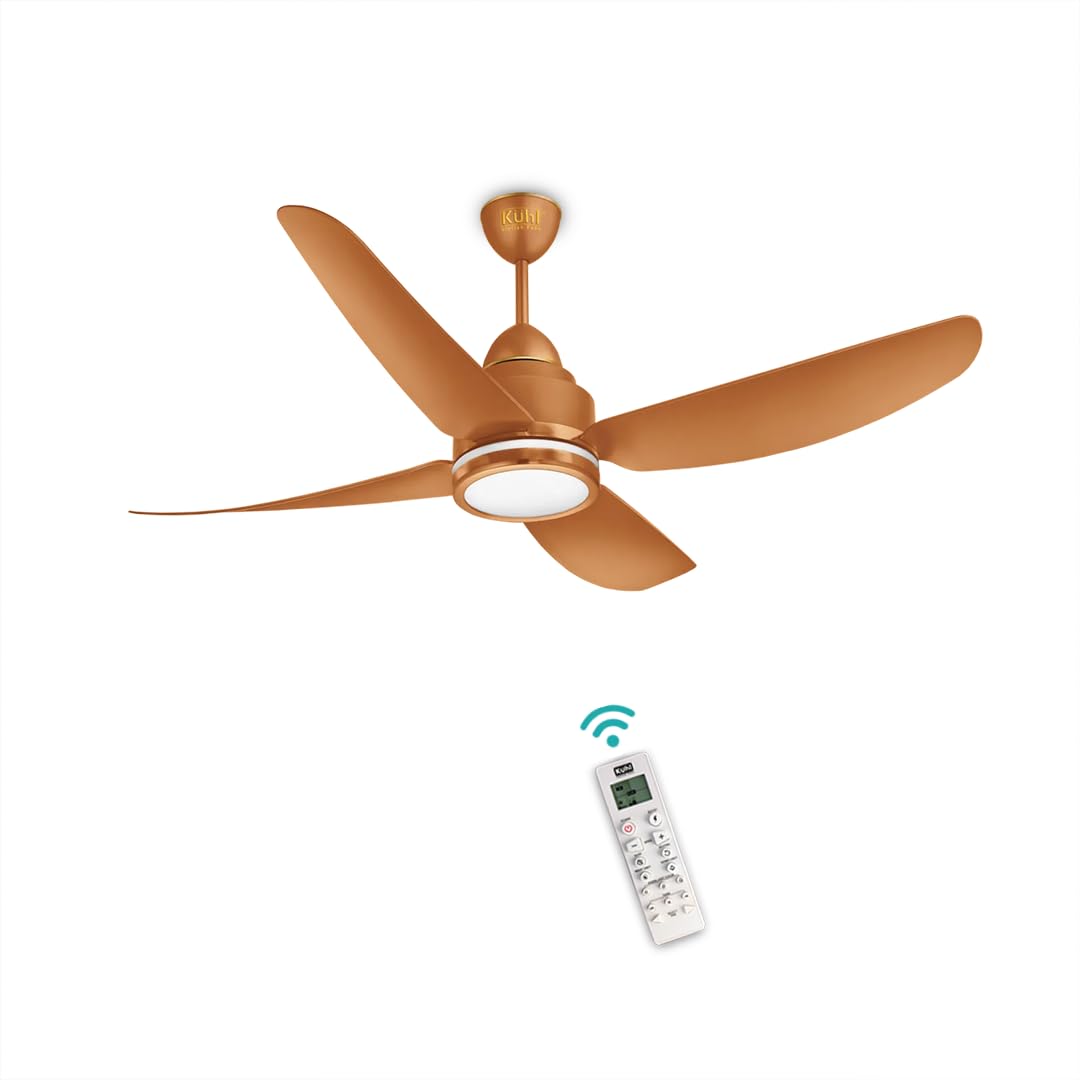 KUHL Luxus C3 1320 mm Stylish 65% Power Saving BLDC Ceiling Fan with Remote | Night & Down Light |29W | BEE 5 Star | Low Noise | IoT Operate via Mobile & Alexa|Reverse Mode |Free Installation |Copper