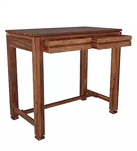 Solid Sheesham Wood Study and Writing Tables for Offices and Home with 2 Drawer Walnut