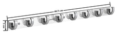 Plantex Aluminium Hook Rail for Bathroom/Cloth and Towel Hanger for Wall/Hook Rail Bar for Clothes - Pack of 2 (8 Pin, Chrome)-3