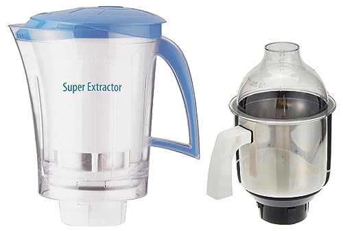 Preethi Super Extractor MGA-510 1.5L Leaf Jar (Blue) | High Grade Stainless Steel Jars & Blades | Transparent Lid | Blue | Steel