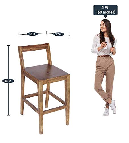 Sheesham Wood Bar Tall Stool Patio Outdoor Garden Chair Seat Home Stool Br own (Wulnut)
