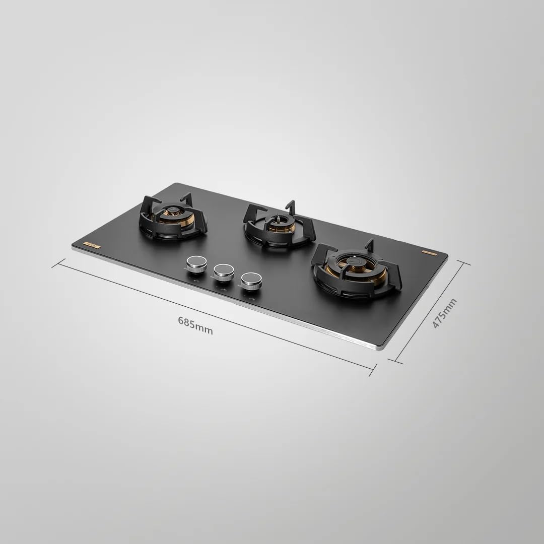 Kaff MSM 783X | Full Brass Burners | Flame Failure Device | Premium Frosted Black Glass With Decorative SS Moulded Strip