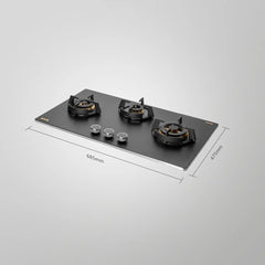 Kaff MSM 783X | Full Brass Burners | Flame Failure Device | Premium Frosted Black Glass With Decorative SS Moulded Strip