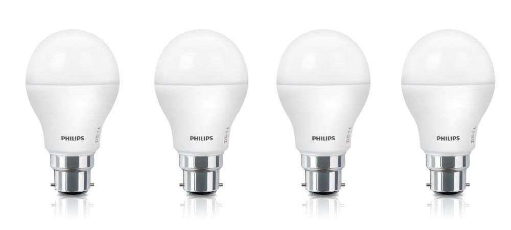 Philips 9W LED Bulb Base B22 (Crystal White, Pack of 4)