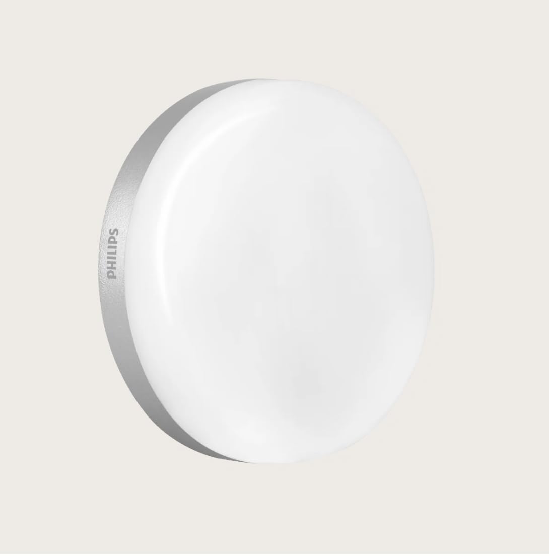 Philips 20W Round LED Surface Light - Full Glow Panel, Metal Body, Ceiling Light for Home, Office, Hall (White with Metallic Finish, B0F5HW4QRT)