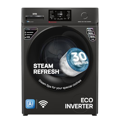 IFB 7 Kg 5 Star, DeepClean® Technology, AI Powered, WiFi, Fully Automatic Front Load Washing Machine (SERENA OXN 7012 CMS, PowerSteam®, 9 Swirl, Steam Refresh, Inbuilt Heater, Eco Inverter, Onyx)