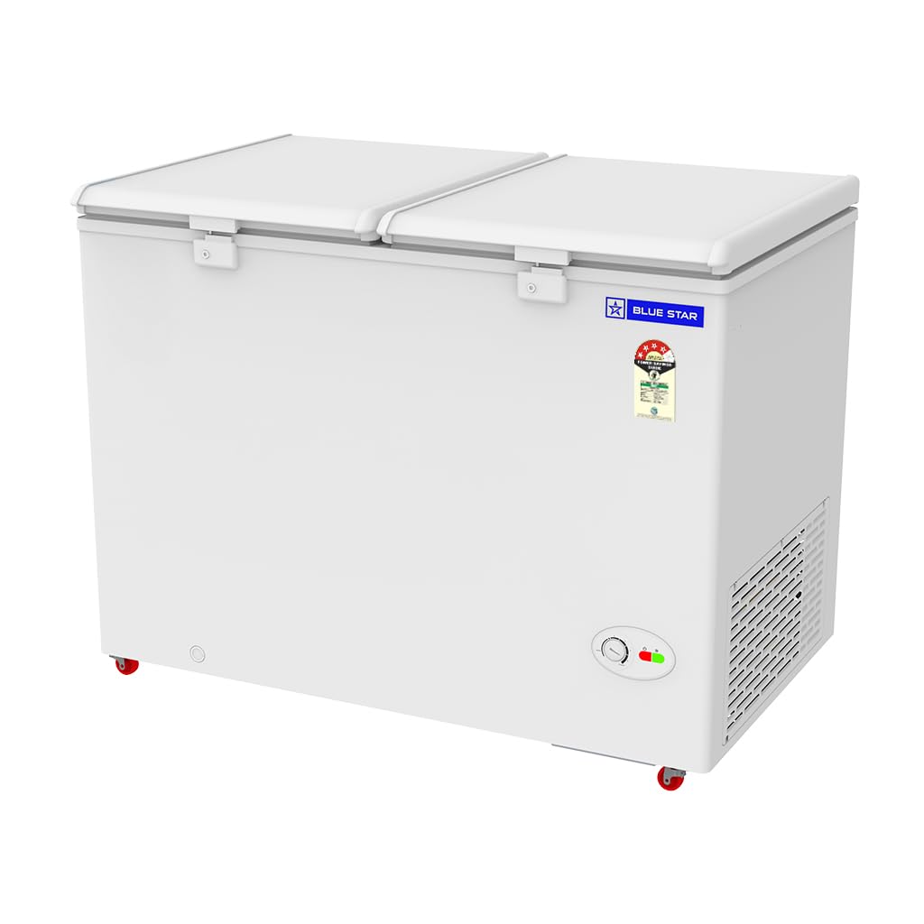 Blue Star HT4-N350, 350 Liter Hard Top Double Door Deep Freezer (310 Liter, White, 4-star)