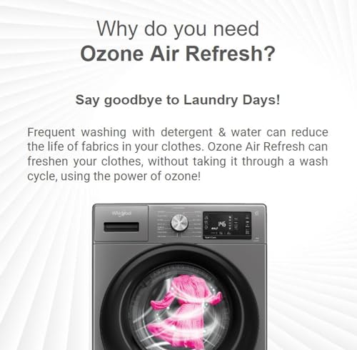 Whirlpool 8 Kg Ozone Technology Inverter Fully Automatic Front Load Washing Machine with In-Built Heater (XO8014BYM52E, Midnight Grey, 100+ Tough Stains, 1400 RPM)